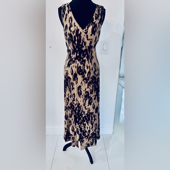 Banana Republic Elegant linen blend  Leopard Print  petite Maxi  size 10 (c) - Picture 5 of 11